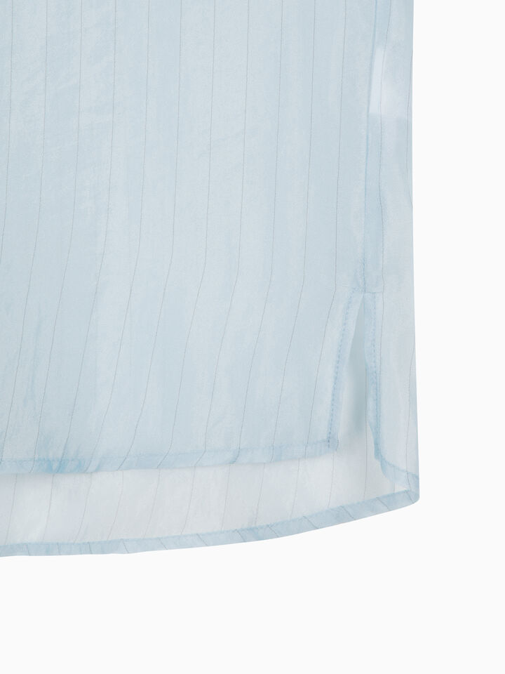 Brown 100% silk scarf - sisley k shirts - Light Blue | Sisley K image number 4
